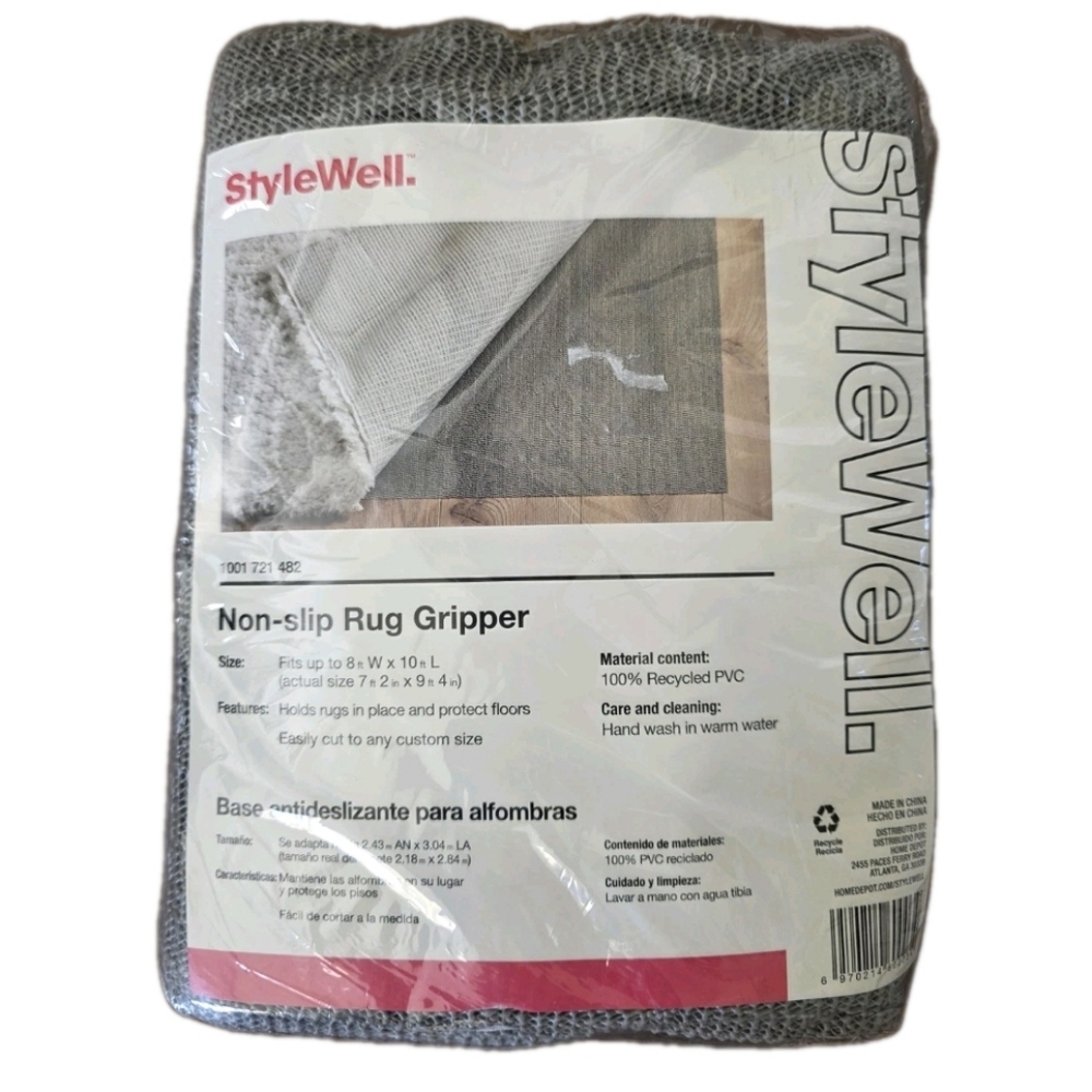 Stylewell 8 x 10 Non-Slip Area Rug Pad Gripper Any Hard Surface Floors Hardwood - Picture 2 of 12